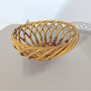 Eucalyptus Stoneware Yellow Oval Woven Bread or Fruit Basket